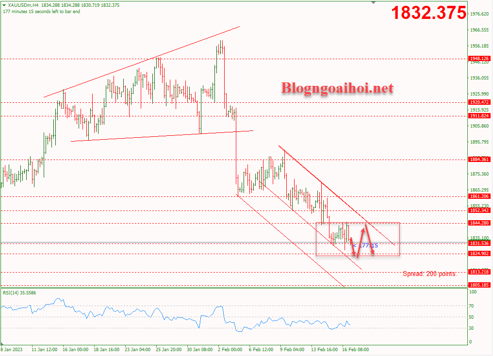 Vàng 17/2-Di chuyển trong range